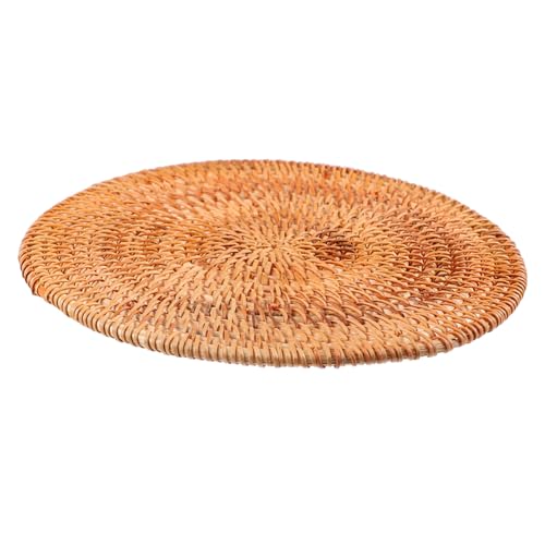 CLISPEED 1 Stück Rattan-isolierter Untersetzer Hitzebeständiges Tischset Rutschfestes Tischset Gewebte Rattan-Matte geflochten Küchenmatte Seegras flechten Hitzebeständige Tischsets Holz von CLISPEED
