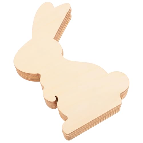 CLISPEED 10 Stück Holzspäne in Hasenform Handwerk Für Handbemalt Dekorationen Kaninchen Leer Hasenausschnitte Formen Ausgeschnitten Stichworte Hasenornament Geformt Klein Bausatz Party von CLISPEED