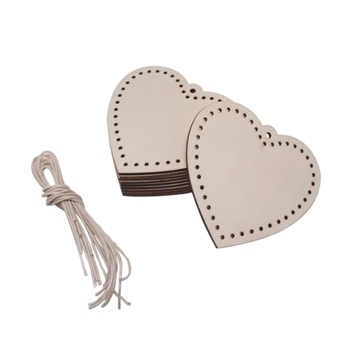 CLISPEED 10 Stück Teiliges Herzförmige Holzscheiben mit Bohrungen Naturbelassene DIY Holzanhänger für Hochzeitsdeko Valentinstag Basteln und Individuelle Gravur Kleine Holzherzen zum von CLISPEED