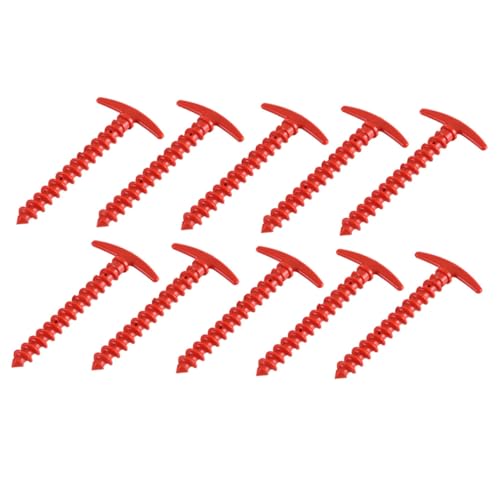 CLISPEED 10 Stück Teiliges Nylon Zeltheringe Leichte Spiralförmige Erdheringe für Zelt Markise Pavillon Robust und Einfach zu Befestigen für Outdoor Camping Garten Wanderungen Rot von CLISPEED