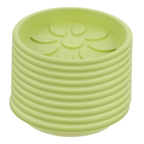 CLISPEED 10 Stück Teiliges Runde Pflanzentopf Untersetzer mit Blattmuster Wasserauffangend Kunststoff Abtropfschalen für Drinnen und Draußen Passend für Blumentöpfe und Sukkulenten von CLISPEED