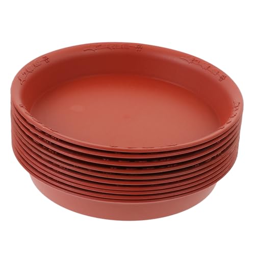 CLISPEED 10 Stück Teiliges Runde Pflanzenuntersetzer aus Robustem Kunststoff Dicke Pflanzenschalen mit Drainagefunktion wasserdichte Untersetzer für Blumentöpfe Innen und Außen Braun von CLISPEED