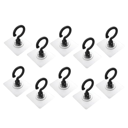 CLISPEED 10 Stück Teiliges Schwarze Drehbare Selbstklebende Deckenhaken mit Hoher Haftkraft Multifunktional für Küche Bad Türen Wände zum Aufhängen von Schlüsseln Handtüchern und Taschen von CLISPEED