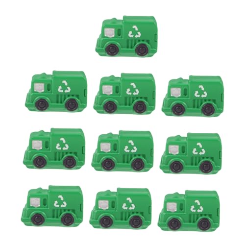 CLISPEED 10 Stück Weijing Müllwagen Miniaturfahrzeug Mini-Automodell Miniatur-Autofigur Mülleimer Auto Landschaftsrequisite Mini-Auto- kleines Automodell Harz Grün von CLISPEED