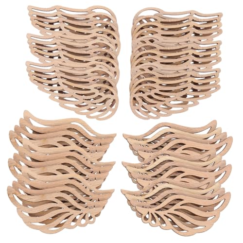 CLISPEED 100 Stück Engelsflügel Holzausschnitte Bastelholzscheiben Holzflügel DIY Zubehör für Kreative Weihnachtsdekorationen und Handwerksprojekte Naturfarben für Erwachsene von CLISPEED