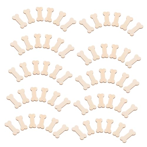 CLISPEED 100 Stück Holz Hundeknochen Ausschnitte Unlackiert Basteln Dekorieren DIY Projekte Holzscheiben für Bastelbedarf Vielseitig Einsetzbar von CLISPEED