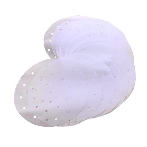 CLISPEED 100Stücke Perforiertes Dampfpapier Rund Antihaft Dampfpapier für Dampfgarer und Luftfritteusen für Gemüse Dim Sum und Reis von CLISPEED