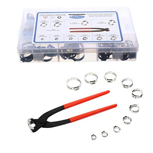 CLISPEED 115 Stück Teiliges Set Schlauchschellen mit Zange Rostfrei und Ölbeständig für Kraftstoffleitungen Wasserrohre Kabel und CLISPEED 115 Stück Teiliges Set Schlauchschellen mit Zange Rostfrei und Ölbeständig für Kraftstoffleitungen Wasserrohre Kabel und von CLISPEED
