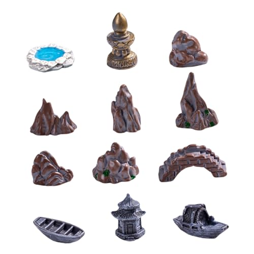 CLISPEED 12 Stück Teiliges Miniatur Stein Resin Handbemalte Micro Landschaft Deko Vielseitige Miniatur Rockery Figuren für Garten Bonsai Fairy Garden Terrarium und Aquarium Robust und von CLISPEED