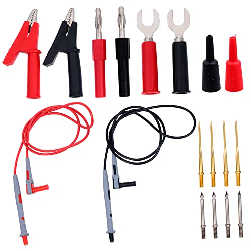 CLISPEED 18 Stück Teiliges Multimeter Messleitungs mit Austauschbaren Prüfspitzen Flexible Hitze und Kältebeständige Leitungen Rutschfeste Gummigriffe Geeignet für Spannungs und CLISPEED 18 Stück Teiliges Multimeter Messleitungs mit Austauschbaren Prüfspitzen Flexible Hitze und Kältebeständige Leitungen Rutschfeste Gummigriffe Geeignet für Spannungs und von CLISPEED