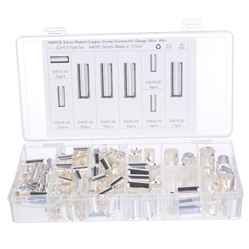 CLISPEED 190 Stk Teiliges Kupfer Aderendhülsen Isolierte Kabelverbinder mit Röhrenförmigem Crimp Robust und Bruchfest Geeignet für Elektrische Kabel und Drahtanschlüsse Praktisches von CLISPEED
