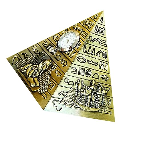 CLISPEED 1pc Pyramid Design Ornament Ägyptischen Stil Legierung Desktop-schmuck Kreative Mit Uhr Messing von CLISPEED