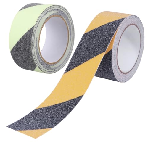 CLISPEED 2 Rollen PVC Antirutsch Klebeband Selbstklebend Rutschfest Bad Dusche Treppe Sicherheitsstreifen Schwarz Grün Schwarz Gelb für Boden und Langlebig und Wetterfest von CLISPEED