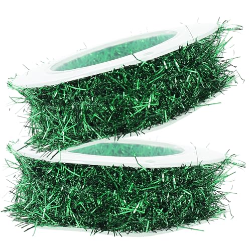 CLISPEED 2 Rollen Weihnachtsdeko Metallic Garn mit Draht Glänzendes Schleifenband für Christbaum und Raumdeko Vielseitig Verwendbares Schmuckband mit Schneeflockenmuster Langlebig und von CLISPEED