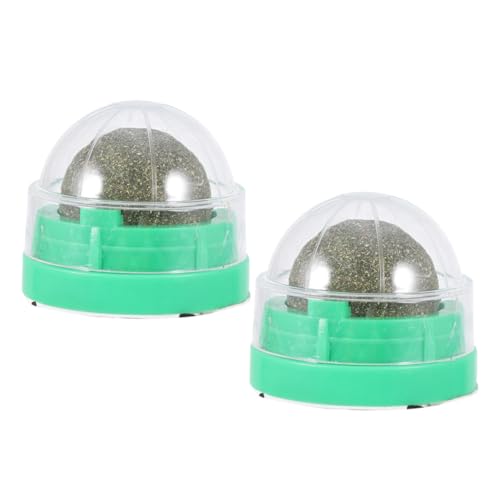CLISPEED 2 STÜCK Drehbarer Katzenminze Ball Natürliche Katzenleckerei zur Zahnreinigung und Verdauungsförderung Selbstklebendes Interaktives Katzenspielzeug für Gesundes Kauen und von CLISPEED