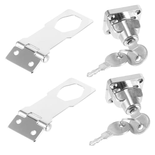 CLISPEED 2 Sätze Edelstahl Hasp Schloss mit Schlüssel Verchromt für Schränke Türen Einfache Montage Sicherer Verschluss Modernes Design Vielseitig Einsetzbar im Haushalt CLISPEED 2 Sätze Edelstahl Hasp Schloss mit Schlüssel Verchromt für Schränke Türen Einfache Montage Sicherer Verschluss Modernes Design Vielseitig Einsetzbar im Haushalt von CLISPEED