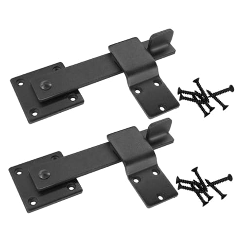 CLISPEED 2 Sätze Türriegel Schieberiegel aus Carbonstahl Barn Door Locks und Latches Robustes Metall Schloss für Scheunentüren Gartentore Holztore Schwarz Einfache Montage Rustikaler von CLISPEED