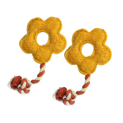 CLISPEED 2 Stück Blumenförmiges Haustierspielzeug aus Natürlichem Loofah und Robustem Seil Interaktives Kauspielzeug zur Zahnpflege und Zahnfleischmassage für Hunde und Zufällige Farbe von CLISPEED