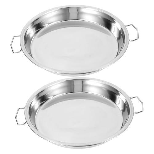 CLISPEED 2 Stück Edelstahl Dampf und Servierteller mit Griff Hitzebeständiges Langlebiges Küchengerät Teiliges für Nudelgerichte und Reis Kompakt Leicht zu Reinigen für Partys und von CLISPEED