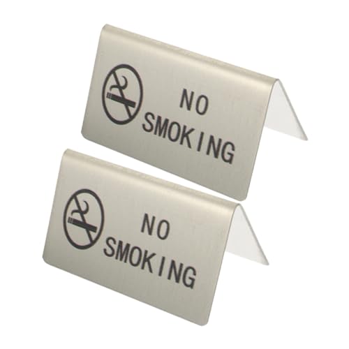 CLISPEED 2 Stück Edelstahl No Smoking Schild Tischschild Klare Gravur Langlebig Rauchfrei für Büro und Zuhause Stilvolles Rauchverbotsschild mit Deutlichem Symbol von CLISPEED