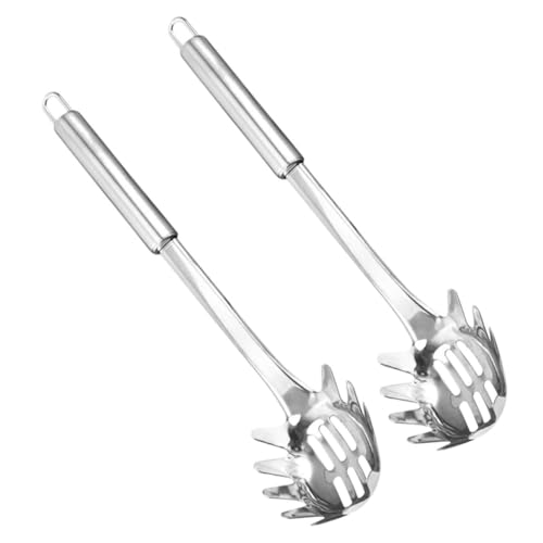 CLISPEED 2 Stück Edelstahl Nudellöffel Spaghettilöffel Servierlöffel Multifunktional zum Pasta Servieren und Abseihen Hitzebeständig Robust für Küche und Hot Pot von CLISPEED