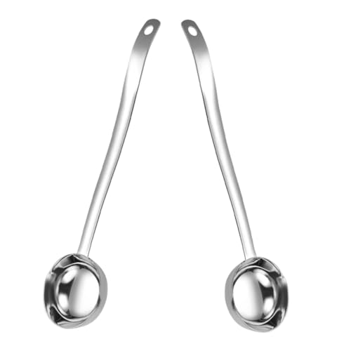 CLISPEED 2 Stück Edelstahl Suppenkellen mit Langem Griff und Doppeltem Ausgießer Hitzebeständig Vielseitig für Sauce Suppe Soße Leicht zu Reinigen Küchenwerkzeug für Sauberes Servieren von CLISPEED