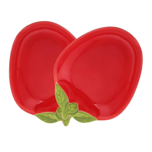 CLISPEED 2 Stück Gewürzgericht Snackteller Tischdekoration Mit Erdbeeren Tasse Erdbeere Kleine Vorspeisenplatten Dessertgerichte Dessertplatten Erdbeer -tischplatte Obstteller Rot Keramik von CLISPEED