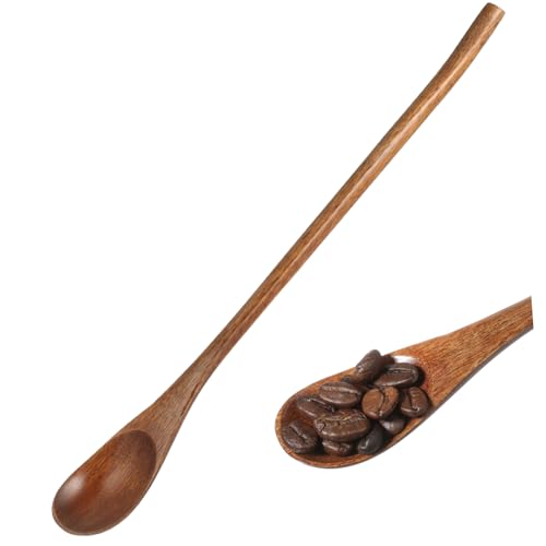 CLISPEED 2 Stück Kaffeelöffel mit langem Griff Honig handgemachte Servierlöffel langer Rührlöffel Kaffeelöffel im Stil retro langer Kaffeelöffel aus Holz lange Löffel zum Rühren Hölzern von CLISPEED