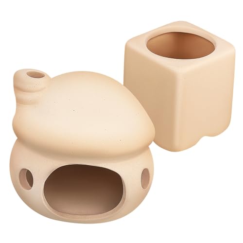 CLISPEED 2 Stück Keramik Fischversteck Aquarium Pilz Haus Kleine Betta Höhle Robustes Fischbecken Zubehör Vielseitig für Aquarium und Terrarium Dekoratives Versteck für Kleine Fische von CLISPEED