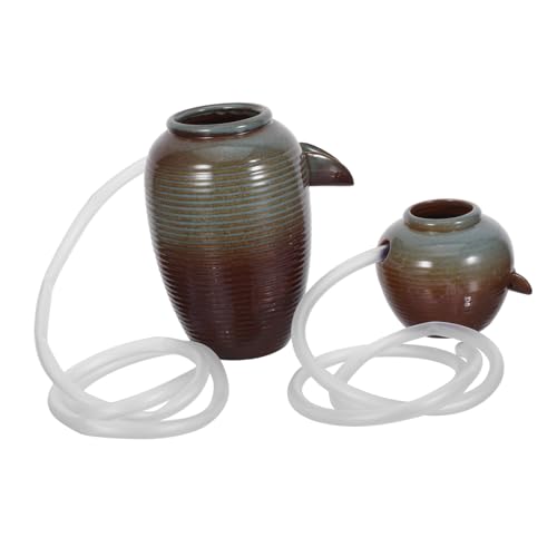 CLISPEED 2 Stück Keramik Gartenspringbrunnen mit Natürlichem Kreislaufsystem Rustikale Outdoor Wasserfall Vasen für Innenhof Terrakotta Zierbrunnen zur Wasserreinigung und Gartendekoration von CLISPEED