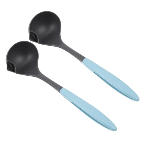 CLISPEED 2 Stück Ölabscheider Löffel Teilig Kunststoff Ölfilter Schöpflöffel Küchenwerkzeug zum Fett Entfernen Blaue Ölfilter Schöpflöffel für Gesunde Suppe und Fettabscheidung von CLISPEED