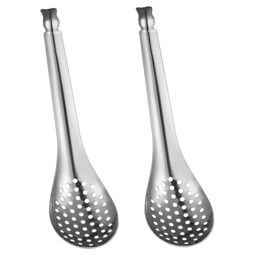 CLISPEED 2 Stück Sieb Aus Edelstahl Klein Servierbesteck Siebschaufel Geschlitzte Servierlöffel Schaumlöffel Geschlitzt Beanspruchung Sieb Löffel Utensil Scoop Silver Rostfreier Stahl von CLISPEED