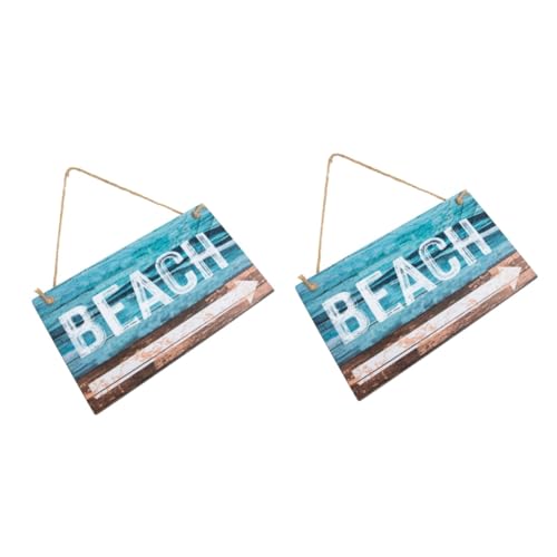 CLISPEED 2 Stück Strand Schild Holz Hängeschild für Strand Deko Mediterranes Design für Sommerpartys Strandhotels und Hauswärmepartys Rustikale Holzdekoration für Drinnen und Draußen von CLISPEED
