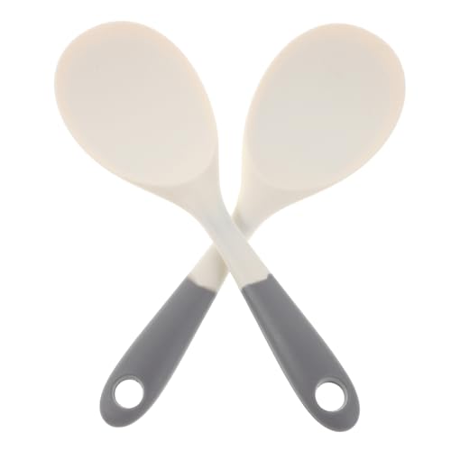 CLISPEED 2 Stück Teiliges Antihaft Silikon Kochlöffel Reislöffel Hitzebeständig Ergonomischer Griff Kompakt Tragbar für Küche und Outdoor zum Mühelosen Servieren und Kochen von CLISPEED