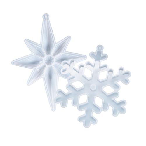 CLISPEED 2 Stück Teiliges DIY Silikonform Schneeflocke und Achtkantstern Wiederverwendbare Kreative Kristall Harzform für Weihnachtsanhänger Leicht Antihaftbeschichtet für Bastelprojekte von CLISPEED