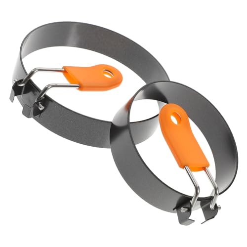 CLISPEED 2 Stück Teiliges Eierring aus Edelstahl mit Klappbarem Silikongriff Runde Spiegelei und Sandwichform Antihaftbeschichtet Hitzebeständig Praktisch für Pfanne und Bratringe von CLISPEED