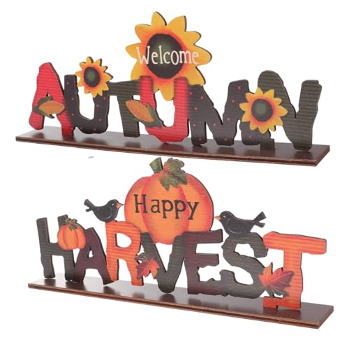 CLISPEED 2 Stück Teiliges Holz Alphabet Thanksgiving Party Tischdekoration Erntedankfest Home Decor für Innen und Außen von CLISPEED