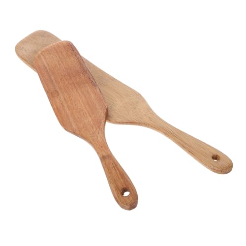 CLISPEED 2 Stück Teiliges Holzkochutensilien mit Langem Griff Flacher Holzspatel und Großer Kochlöffel Ergonomisch Langlebig Vielseitig für Rühren Mischen und Servieren Stilvolles von CLISPEED