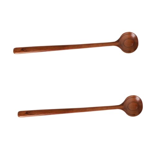 CLISPEED 2 Stück Teiliges Holzlöffel mit Langem Griff Hitzeisolierende Rührlöffel aus Natürlichem Holz Glatte Oberfläche Umweltfreundlich für Kochen und Servieren im Haushalt von CLISPEED