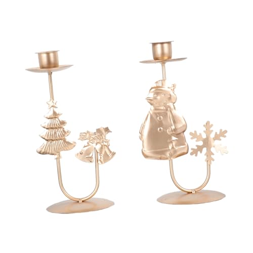 CLISPEED 2 Stück Teiliges Kerzenhalter Weihnachtsdeko Kreative Tischdekoration mit Schneemann Glocke Robuster Kerzenständer für Adventskranz Wohnzimmer Party Desktop Ornament von CLISPEED