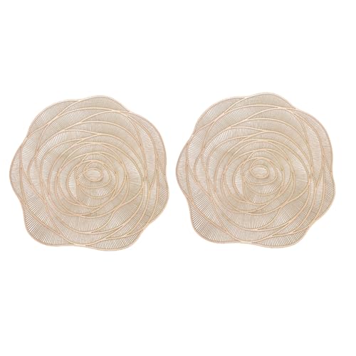 CLISPEED 2 Stück Teiliges Rosendesign PVC Tischset Hitzebeständig Abwaschbar rutschfest Platzmatte für Küche Restaurant Esszimmer Geschenkidee von CLISPEED