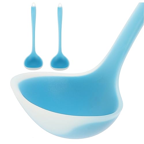 CLISPEED 2 Stück Teiliges Silikon Schöpflöffel Set Multifunktionale Küchengeräte Hitzebeständig Leicht zu Reinigen Ergonomischer Griff für Suppen und Haushaltsgebrauch Transparent Blau von CLISPEED