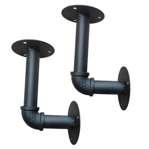 CLISPEED 2 Stück Teiliges Wandregalhalter Verstärktem Eisenrohr Robuste Wandmontage Vintage Stil Stabiler Regalträger für Küche Bad Wohnzimmer DIY Rustikale Wanddekoration von CLISPEED