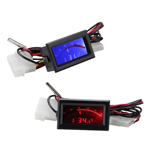 CLISPEED 2 Stück Thermometer mit Großem LCD Display Eingebetteter Temperaturfühler Vielseitig Einsetzbar für Küche Kühlschrank Wasserbehälter Genaue Temperaturmessung Langlebig Tragbar von CLISPEED