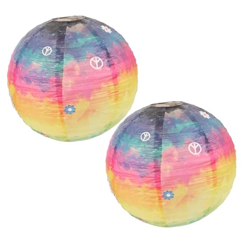 CLISPEED 2 Stück Tie Dye Papierlampions Geburtstagsdeko Windlicht Tischdekoration Vintage Stil für Garten Party Wohnzimmer von CLISPEED