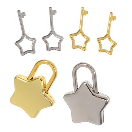 CLISPEED 2 Stück Vorhängeschloss Sternform mit Schlüssel Leichtes Tragbares Gepäckschloss für Reisen Tagebücher Rucksäcke Originelles DIY Accessoire in Gold und Silber CLISPEED 2 Stück Vorhängeschloss Sternform mit Schlüssel Leichtes Tragbares Gepäckschloss für Reisen Tagebücher Rucksäcke Originelles DIY Accessoire in Gold und Silber von CLISPEED
