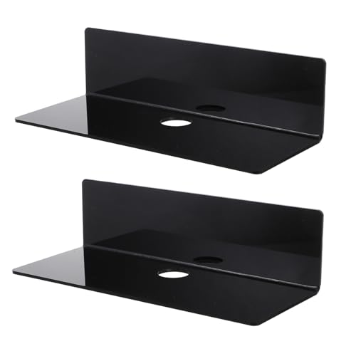CLISPEED 2 Stück Wandregal Wandhalterung für Lautsprecher Aufbewahrungsschale Platzsparend Robust Schwarz Raum Organizer von CLISPEED