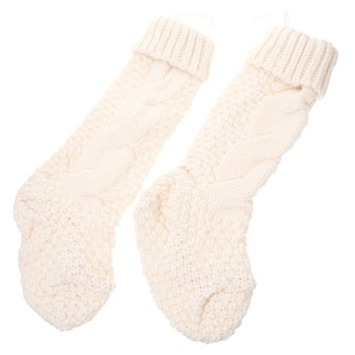 CLISPEED 2 Stück Weihnachtsstrümpfe in Beige Weihnachtliche Candy Geschenktüten zum Aufhängen Festliche Xmas Deko für Baum und Party zum Befüllen mit Süßigkeiten und Kleinen Überraschungen von CLISPEED