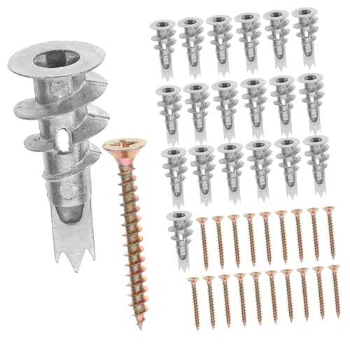 CLISPEED 20 Sätze Teiliges Selbstbohrendes Gipskartondübel Set mit Schrauben Hohlraumdübel für Trockenbau Vielseitig Einsetzbar Einfache Geeignet für Bad und Küchenzubehör Stabile von CLISPEED