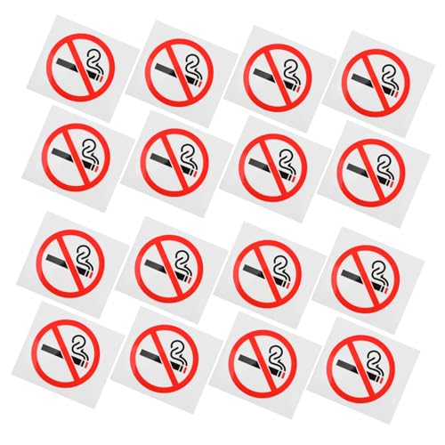 CLISPEED 20 Stück Teiliges Selbstklebende Verbotsschilder Rauchen Verboten Aufkleber Rot Sichtbare No Smoking Sticker für Büro Restaurant Einfache Anbringung ohne Werkzeug Vielseitig von CLISPEED